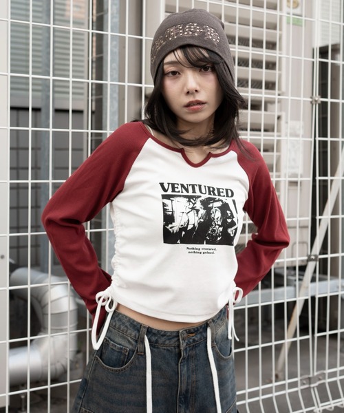 WEGO（ウィゴー）の「WEGO/【26年春夏新作】サイドドロストキーネックロンT（Tシャツ/カットソー・レディース・ブラック系その他5/ブラック/レッド・FREE）」の16枚目の写真