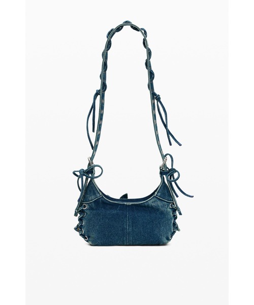 Desigual(デシグアル)の「Ribbon detail appliqué denim handbag/リボンディテール アップリケデニムハンドバッグ(ハンドバッグ・レディース・ブルー・FREE)」の3枚目の写真