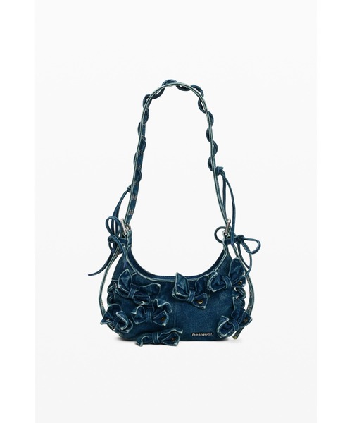 Desigual(デシグアル)の「Ribbon detail appliqué denim handbag/リボンディテール アップリケデニムハンドバッグ(ハンドバッグ・レディース・ブルー・FREE)」の2枚目の写真