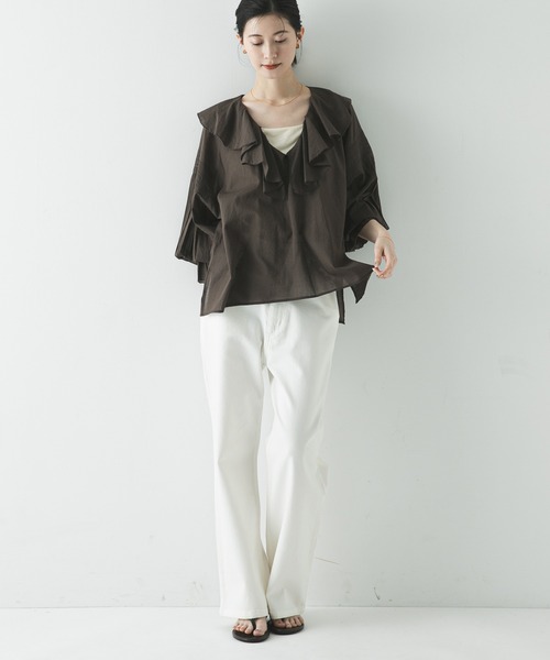 URBAN RESEARCH（アーバンリサーチ）の「綿麻デニムストレートパンツ（デニムパンツ・レディース・ホワイト/ブルー・38/36/40）」の7枚目の写真