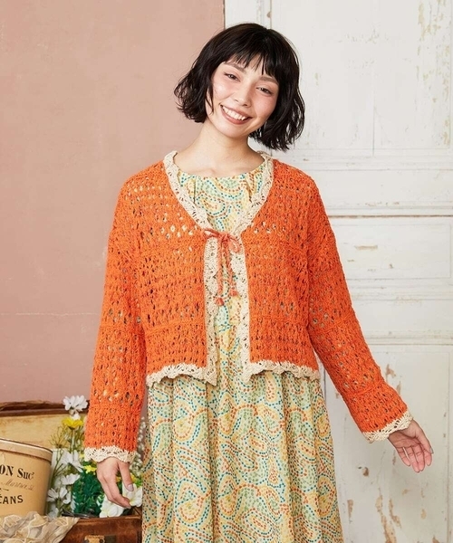 FURFUR チュールヤーンクロシェトップス ニット カーディガン ボレロ FURFUR チュールヤーンクロシェトップス ニット カーディガン ボレロの