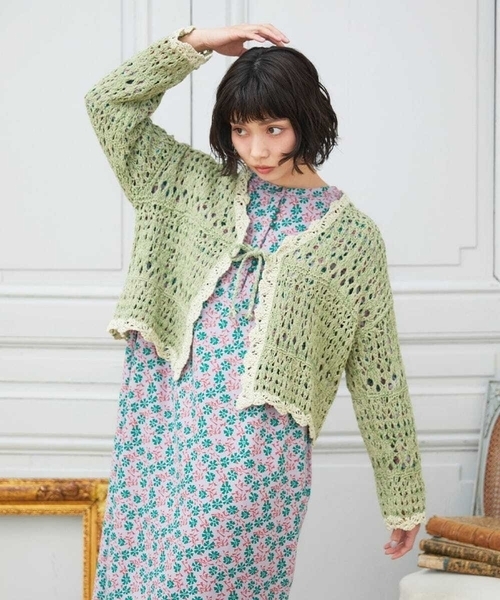 FURFUR チュールヤーンクロシェトップス ニット カーディガン ボレロ FURFUR チュールヤーンクロシェトップス ニット カーディガン ボレロの
