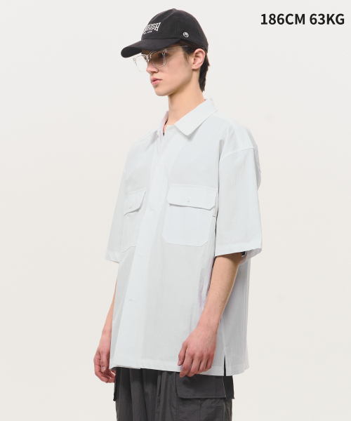 BLACK MOMENT（ブラックモーメント）の「テックポケットハーフシャツ[ホワイト]（シャツ/ブラウス・メンズ・ホワイト・MEDIUM/LARGE）」の2枚目の写真