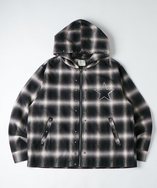 WHO'S WHO gallery(フーズフーギャラリー)の「【UNISEX】KOOKY'N スタースタッズフードシャツ(シャツ/ブラウス・レディース・チャコールグレー/サックスブルー/ブラック・FREE)」の12枚目の写真