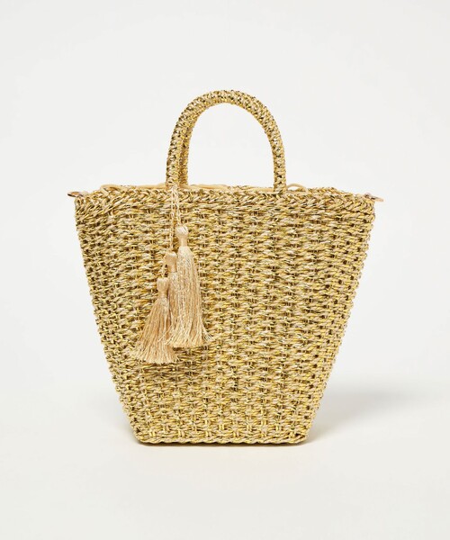 green label relaxing（グリーンレーベルリラクシング）の「2WAY メタリック ペーパーカゴバッグ（かごバッグ・レディース・ゴールド/ブラック/シルバー・FREE）」の3枚目の写真