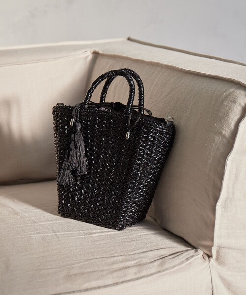 green label relaxing（グリーンレーベルリラクシング）の「2WAY メタリック ペーパーカゴバッグ（かごバッグ・レディース・ゴールド/ブラック/シルバー・FREE）」の2枚目の写真