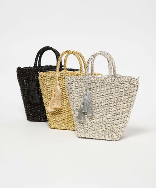 green label relaxing（グリーンレーベルリラクシング）の「2WAY メタリック ペーパーカゴバッグ（かごバッグ・レディース・ゴールド/ブラック/シルバー・FREE）」の8枚目の写真