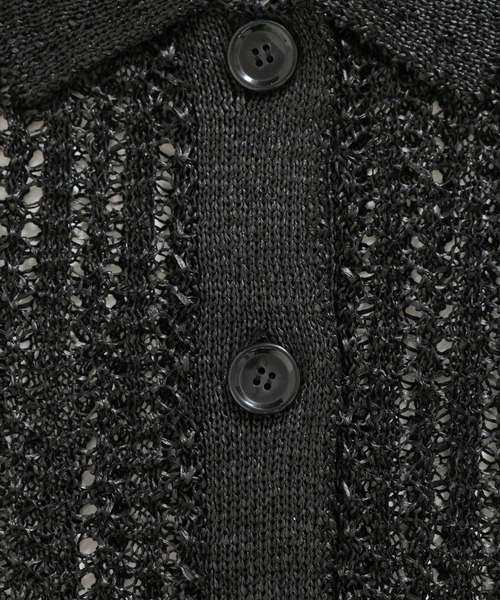 BARNYARDSTORM（バンヤードストーム）の「BARNYARDSTORM / 透かし編みポロ半袖ニット（ニット/セーター・レディース・アイボリー/ブラック・FREE）」の18枚目の写真