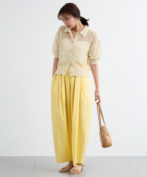 BARNYARDSTORM（バンヤードストーム）の「BARNYARDSTORM / 透かし編みポロ半袖ニット（ニット/セーター・レディース・アイボリー/ブラック・FREE）」の7枚目の写真