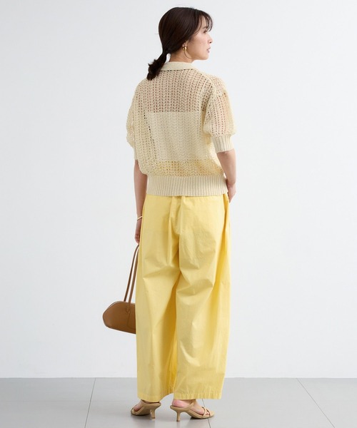 BARNYARDSTORM（バンヤードストーム）の「BARNYARDSTORM / 透かし編みポロ半袖ニット（ニット/セーター・レディース・アイボリー/ブラック・FREE）」の8枚目の写真