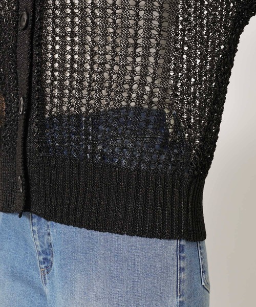 BARNYARDSTORM（バンヤードストーム）の「BARNYARDSTORM / 透かし編みポロ半袖ニット（ニット/セーター・レディース・アイボリー/ブラック・FREE）」の17枚目の写真