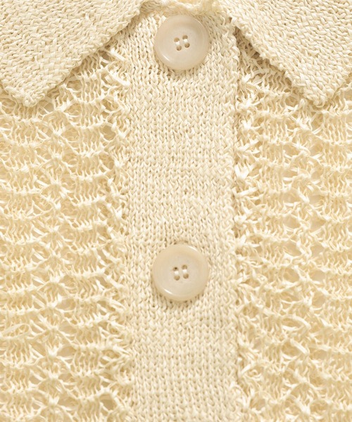 BARNYARDSTORM（バンヤードストーム）の「BARNYARDSTORM / 透かし編みポロ半袖ニット（ニット/セーター・レディース・アイボリー/ブラック・FREE）」の19枚目の写真