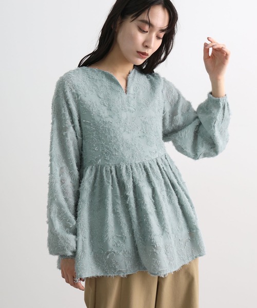 Futier land(フューティアランド)の「キーネックペプラムフリンジトップス(シャツ/ブラウス・レディース・ブラック/ホワイト/ブルー・FREE)」の17枚目の写真