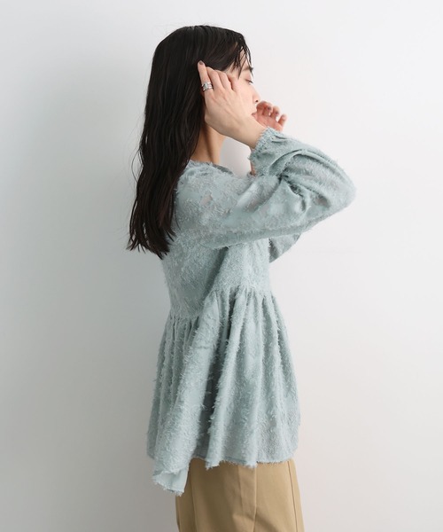 Futier land(フューティアランド)の「キーネックペプラムフリンジトップス(シャツ/ブラウス・レディース・ブラック/ホワイト/ブルー・FREE)」の21枚目の写真