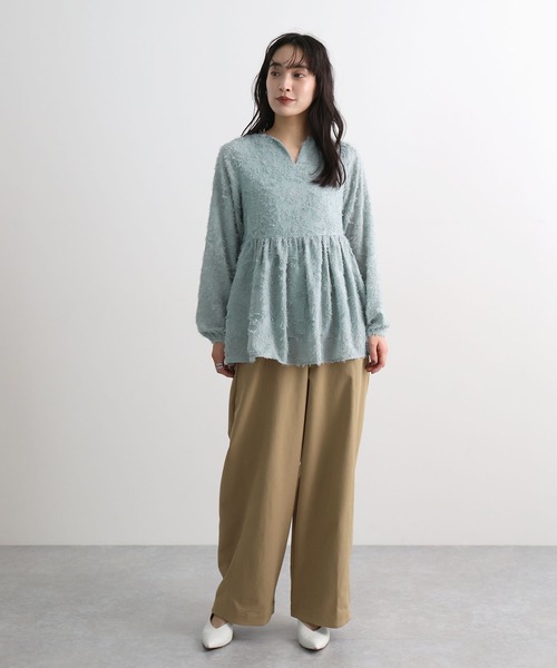Futier land(フューティアランド)の「キーネックペプラムフリンジトップス(シャツ/ブラウス・レディース・ブラック/ホワイト/ブルー・FREE)」の22枚目の写真