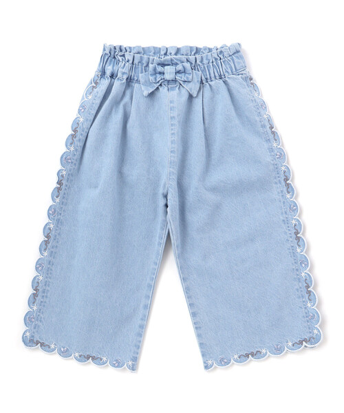 SLAP SLIP(スラップスリップ)の「スカラップ7分丈デニム&ツイルパンツ(90~130cm)(その他パンツ・キッズ・ピンク/ブルー・100cm/110cm/130cm/120cm/90cm)」の2枚目の写真