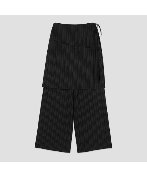 ATELIER NAIN(アトリエナイン)の「LAYERED SET WRAP SKIRT PANTS (PT-5751)(スラックス・レディース・ホワイト/ブラック・MEDIUM/SMALL)」の2枚目の写真