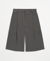 TOFFEE（トフィー）の「ワンタックストライプバミューダスラックス (グレー)（スラックス）」