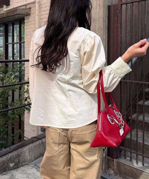 CIAOPANIC（チャオパニック）の「【neutral by ciaopanic】スクエアネックシャーリングブラウス（シャツ/ブラウス・レディース・ホワイト/ネイビー/ブルー・FREE）」の9枚目の写真