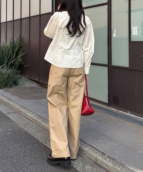 CIAOPANIC（チャオパニック）の「【neutral by ciaopanic】スクエアネックシャーリングブラウス（シャツ/ブラウス・レディース・ホワイト/ネイビー/ブルー・FREE）」の12枚目の写真