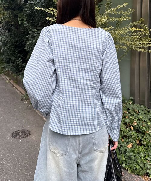 CIAOPANIC（チャオパニック）の「【neutral by ciaopanic】スクエアネックシャーリングブラウス（シャツ/ブラウス・レディース・ホワイト/ネイビー/ブルー・FREE）」の15枚目の写真