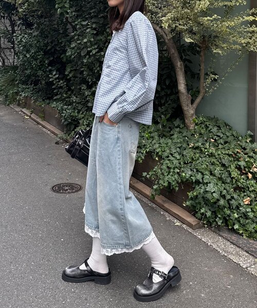 CIAOPANIC（チャオパニック）の「【neutral by ciaopanic】スクエアネックシャーリングブラウス（シャツ/ブラウス・レディース・ホワイト/ネイビー/ブルー・FREE）」の17枚目の写真