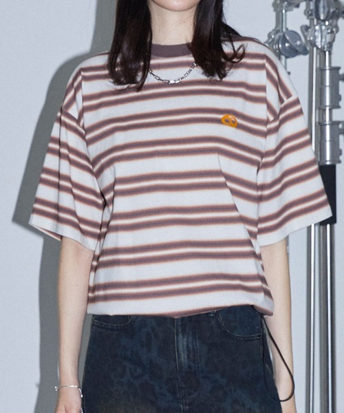 Anchor Smith(アンカー スミス)の「ヴィンテージライク ドローコード オンブレボーダー 半袖Tシャツ(Tシャツ/カットソー・レディース・チャコールグレー/ブルー/ブラック/ブラウン/レッド・M/L)」の3枚目の写真