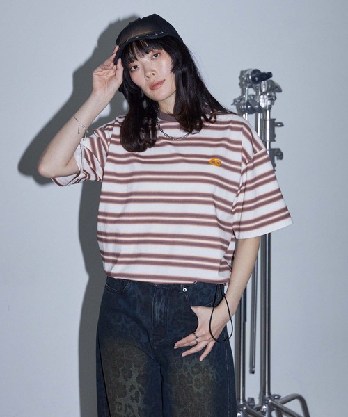 Anchor Smith(アンカー スミス)の「ヴィンテージライク ドローコード オンブレボーダー 半袖Tシャツ(Tシャツ/カットソー・レディース・チャコールグレー/ブルー/ブラック/ブラウン/レッド・M/L)」の10枚目の写真