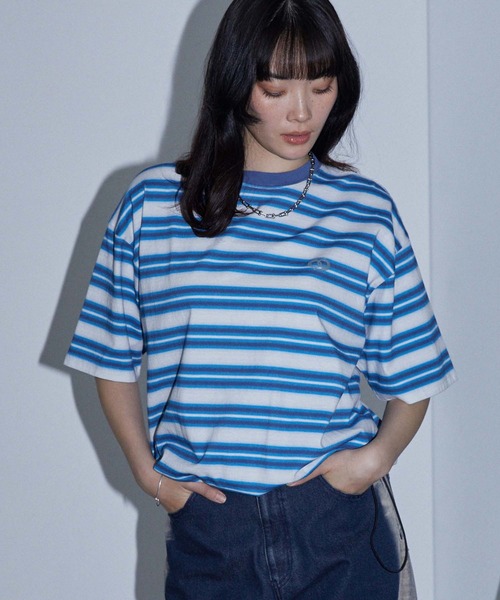 Anchor Smith(アンカー スミス)の「ヴィンテージライク ドローコード オンブレボーダー 半袖Tシャツ(Tシャツ/カットソー・レディース・チャコールグレー/ブルー/ブラック/ブラウン/レッド・M/L)」の11枚目の写真