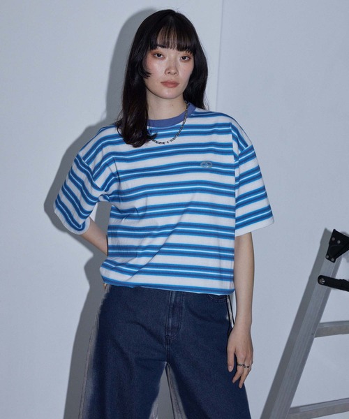 Anchor Smith(アンカー スミス)の「ヴィンテージライク ドローコード オンブレボーダー 半袖Tシャツ(Tシャツ/カットソー・レディース・チャコールグレー/ブルー/ブラック/ブラウン/レッド・M/L)」の12枚目の写真