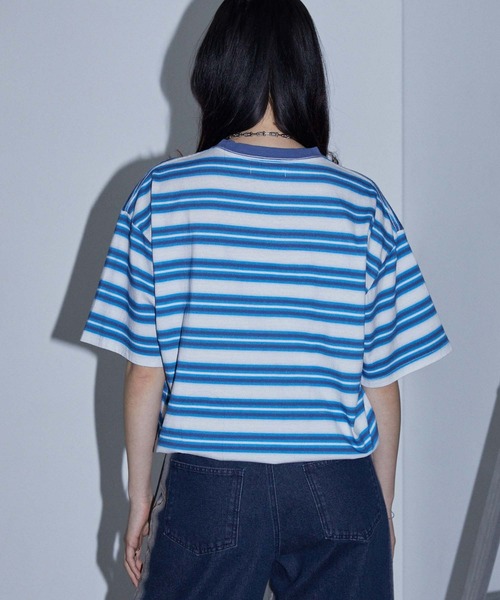 Anchor Smith(アンカー スミス)の「ヴィンテージライク ドローコード オンブレボーダー 半袖Tシャツ(Tシャツ/カットソー・レディース・チャコールグレー/ブルー/ブラック/ブラウン/レッド・M/L)」の15枚目の写真