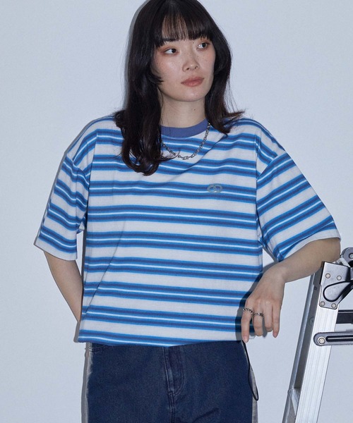 Anchor Smith(アンカー スミス)の「ヴィンテージライク ドローコード オンブレボーダー 半袖Tシャツ(Tシャツ/カットソー・レディース・チャコールグレー/ブルー/ブラック/ブラウン/レッド・M/L)」の18枚目の写真