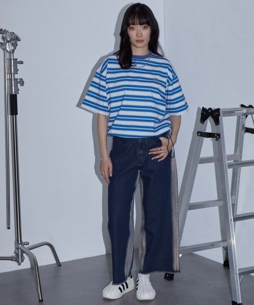 Anchor Smith(アンカー スミス)の「ヴィンテージライク ドローコード オンブレボーダー 半袖Tシャツ(Tシャツ/カットソー・レディース・チャコールグレー/ブルー/ブラック/ブラウン/レッド・M/L)」の19枚目の写真