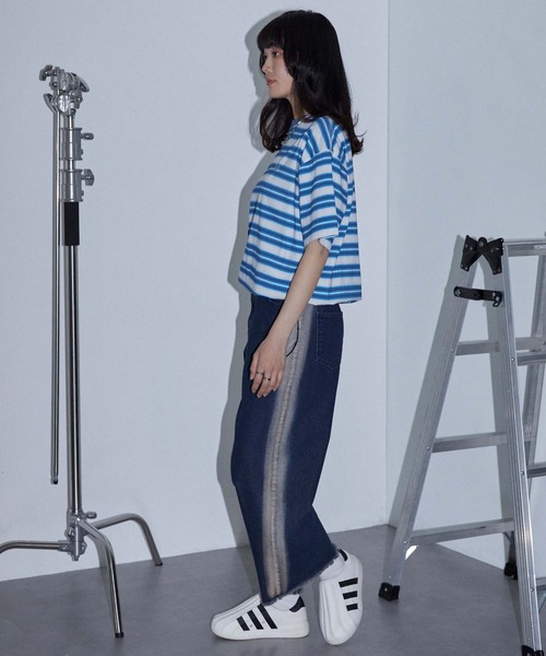 Anchor Smith(アンカー スミス)の「ヴィンテージライク ドローコード オンブレボーダー 半袖Tシャツ(Tシャツ/カットソー・レディース・チャコールグレー/ブルー/ブラック/ブラウン/レッド・M/L)」の20枚目の写真