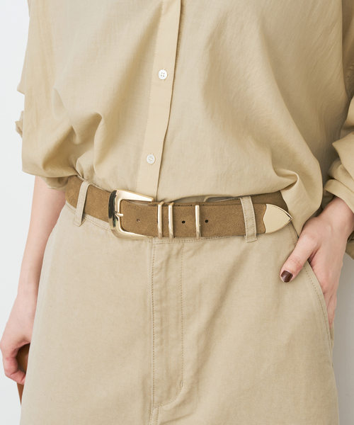 Spick & Span（スピックアンドスパン）の「ATELIER AMBOISE / アトリエ アンボワーズ 金具付きベルト（ベルト・レディース・ブラック/ベージュ・FREE）」の2枚目の写真