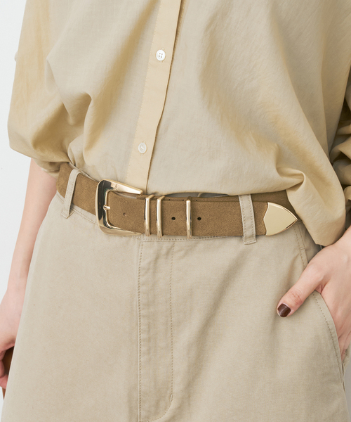 Spick & Span（スピックアンドスパン）の「ATELIER AMBOISE / アトリエ アンボワーズ 金具付きベルト（ベルト・レディース・ブラック/ベージュ・FREE）」の3枚目の写真