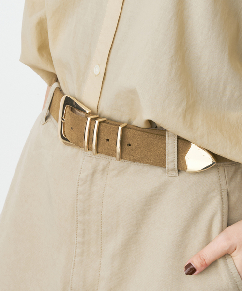 Spick & Span（スピックアンドスパン）の「ATELIER AMBOISE / アトリエ アンボワーズ 金具付きベルト（ベルト・レディース・ブラック/ベージュ・FREE）」の4枚目の写真
