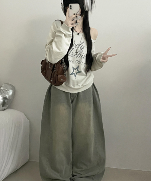 VIVID LADY（ビビッドレディー）の「ワンショルダー スタープリント スウェット（スウェット・レディース・ブラック/アイボリー/グレー・FREE）」の10枚目の写真