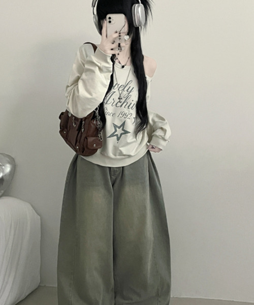 VIVID LADY（ビビッドレディー）の「ワンショルダー スタープリント スウェット（スウェット・レディース・ブラック/アイボリー/グレー・FREE）」の11枚目の写真