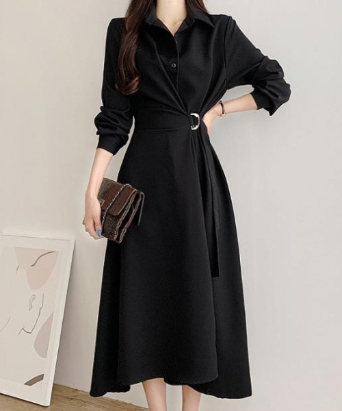 semplice（センプリチェ）の「ワンピース【韓国ファッション】（ワンピース・レディース・ブラック/ベージュ/キャメル・F）」の7枚目の写真