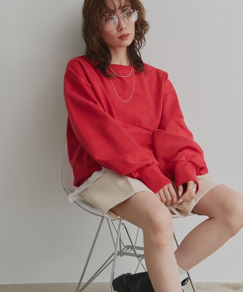 ad thie(アドティエ)の「オーバーサイズ スウェット プルオーバー(スウェット・レディース・ピンク/レッド/ブラック/アイボリー/オートミール・MEDIUM/LARGE)」の5枚目の写真