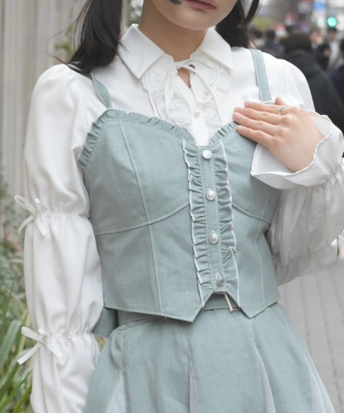 axes femme（アクシーズファム）の「フリルビスチェ（ベスト・レディース・グレー/ブラウン/ミント・FREE）」の3枚目の写真