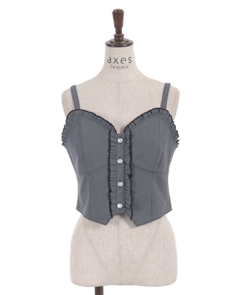 axes femme（アクシーズファム）の「フリルビスチェ（ベスト・レディース・グレー/ブラウン/ミント・FREE）」の22枚目の写真