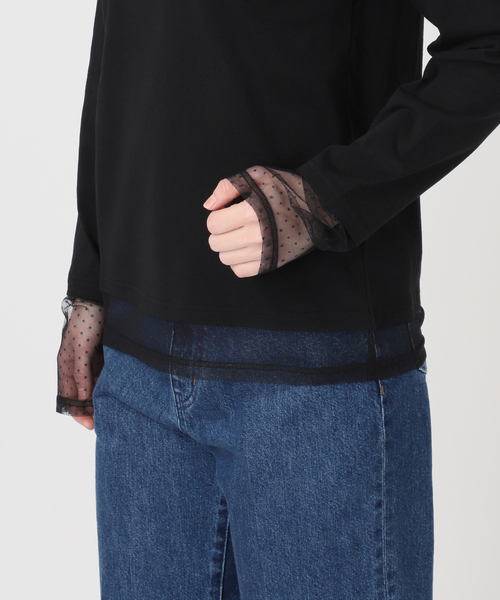 B.C STOCK（ベーセーストック）の「手洗い可 / チュールレイヤーロンTEE（Tシャツ/カットソー・レディース・ブラック/ライトグレー/ホワイト・FREE）」の10枚目の写真