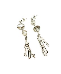 CARROLL キャロル クリアストーン＆チェーンドロップデザインピアス