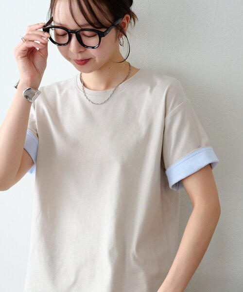 DISCOAT(ディスコート)の「【WEB限定 】袖バイカラークルーネックTシャツ(Tシャツ/カットソー・レディース・ライトグレー/チャコールグレー/アイボリー・MEDIUM)」の15枚目の写真