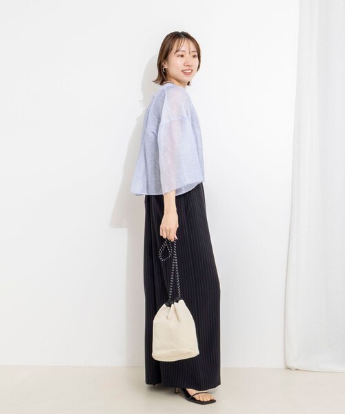 NOLLEY’S(ノーリーズ)の「ウォッシャブルシアーリネンカールマイヤーショートブラウス(シャツ/ブラウス・レディース・サックスブルー/ホワイト/ベージュ・FREE)」の14枚目の写真