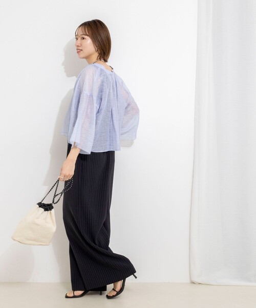 NOLLEY’S(ノーリーズ)の「ウォッシャブルシアーリネンカールマイヤーショートブラウス(シャツ/ブラウス・レディース・サックスブルー/ホワイト/ベージュ・FREE)」の16枚目の写真
