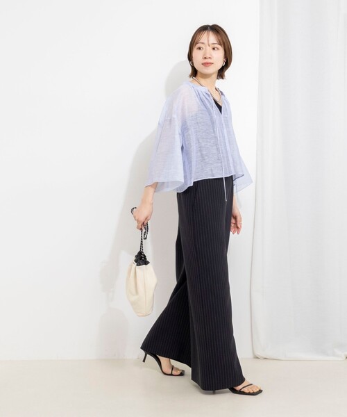 NOLLEY’S(ノーリーズ)の「ウォッシャブルシアーリネンカールマイヤーショートブラウス(シャツ/ブラウス・レディース・サックスブルー/ホワイト/ベージュ・FREE)」の17枚目の写真