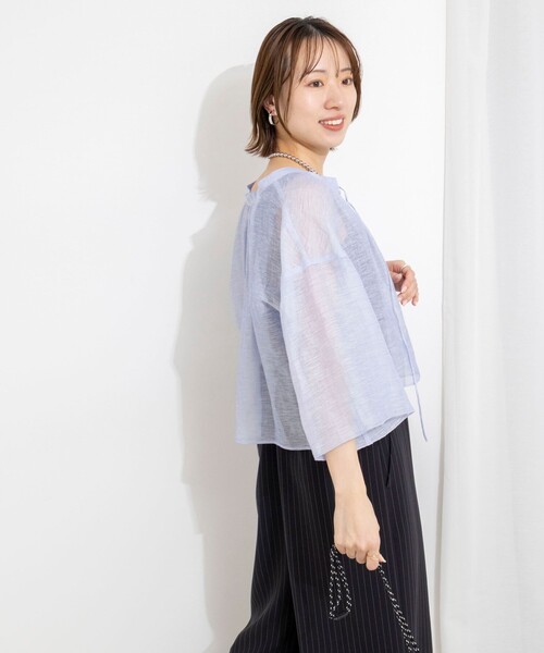 NOLLEY’S(ノーリーズ)の「ウォッシャブルシアーリネンカールマイヤーショートブラウス(シャツ/ブラウス・レディース・サックスブルー/ホワイト/ベージュ・FREE)」の19枚目の写真